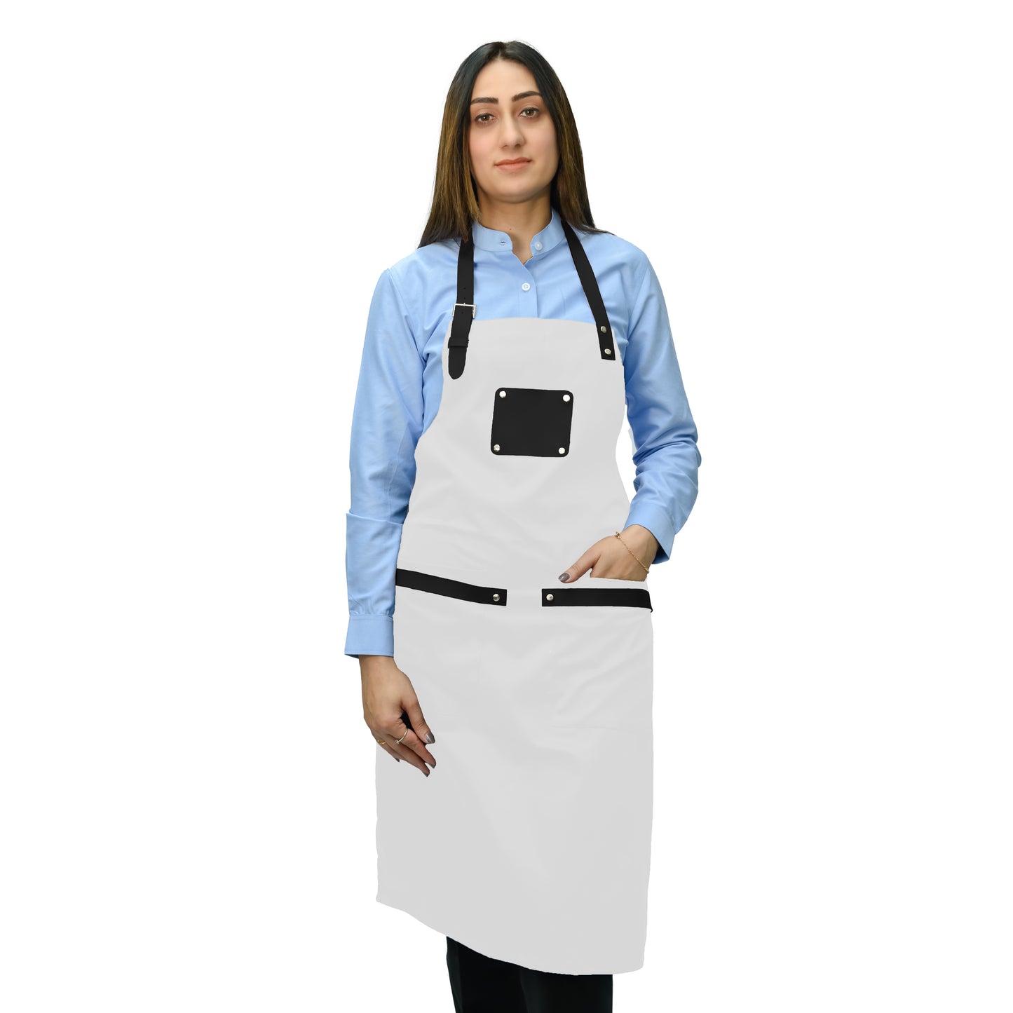 Unisex Long Apron - High-Quality Twill Cotton with Leather Accents