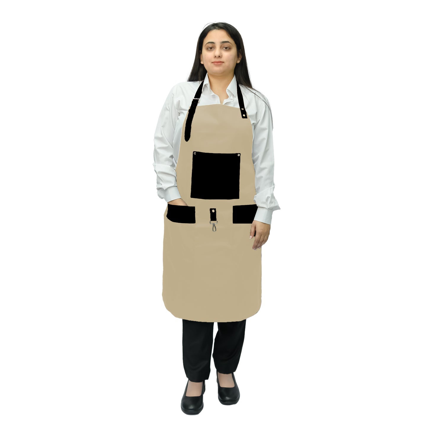 Unisex Long Apron - High-Quality Twill Cotton with Leather Accents