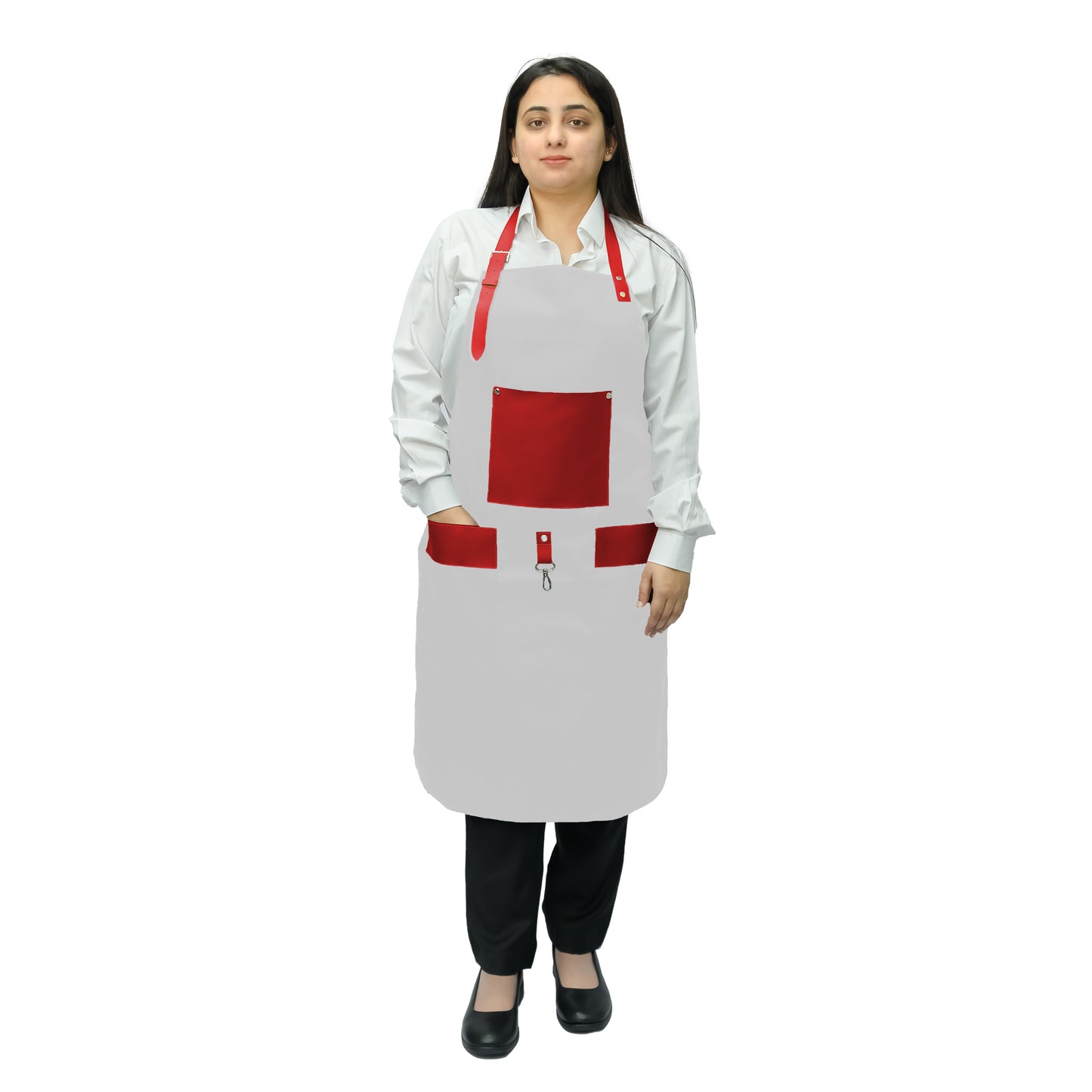 Unisex Long Apron - High-Quality Twill Cotton with Leather Accents