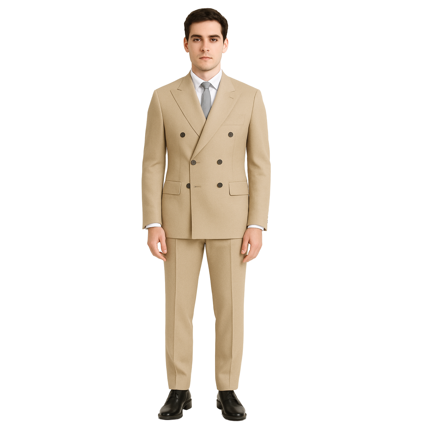 Men’s Double-Breasted Office Suit – Poly Viscose Blend | Regular Fit | Made in UAE