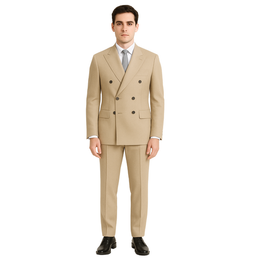 Men’s Double-Breasted Office Suit – Poly Viscose Blend | Regular Fit | Made in UAE