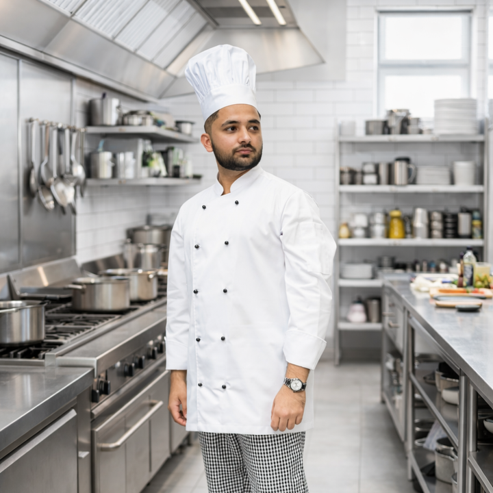Long Chef Cap - Professional & Comfortable Kitchen Wear | Just Needles
