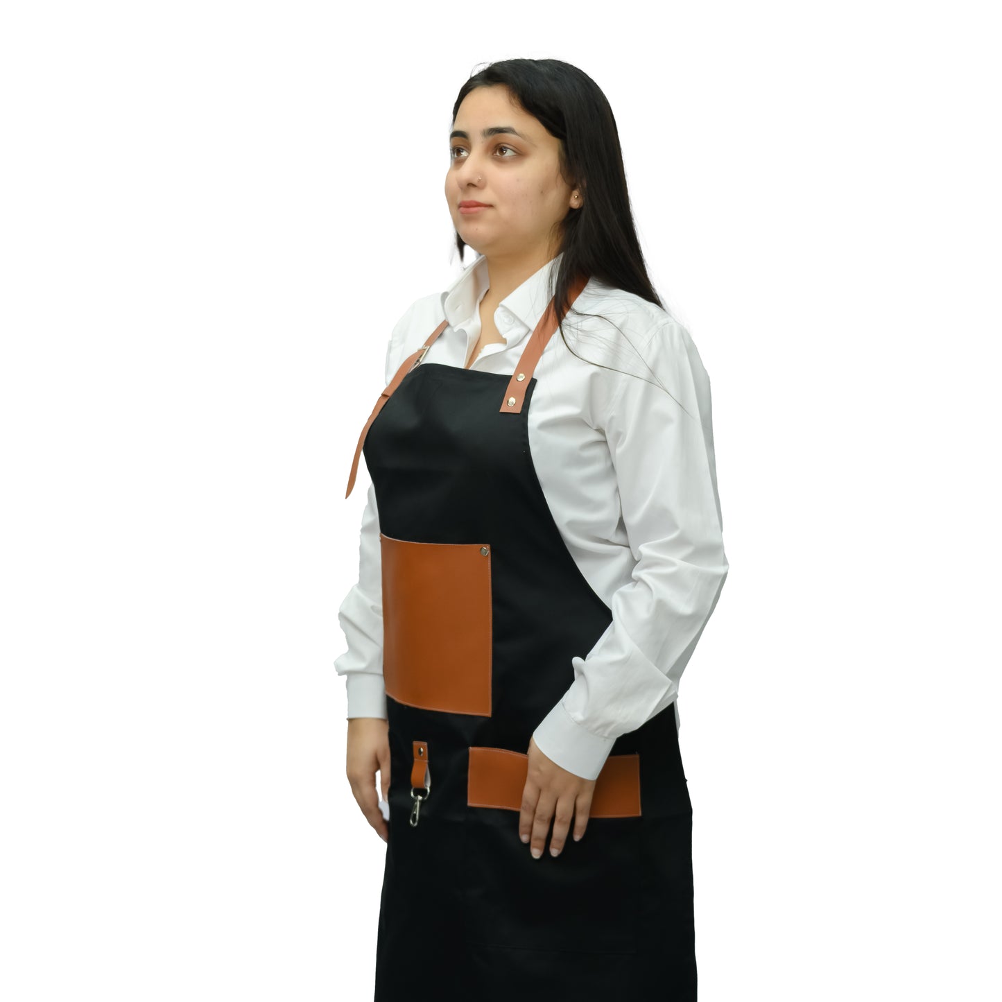 Unisex Long Apron - High-Quality Twill Cotton with Leather Accents