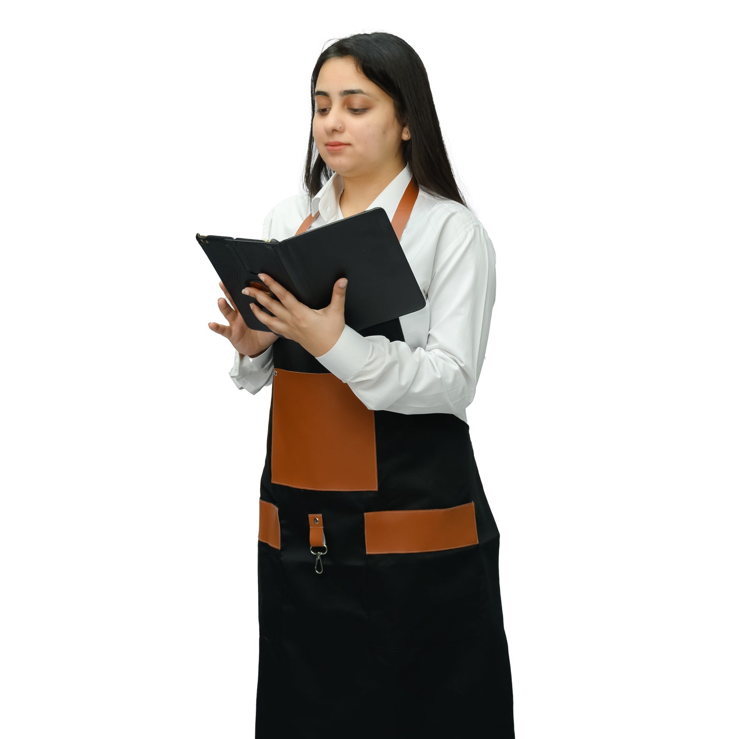 Unisex Long Apron - High-Quality Twill Cotton with Leather Accents