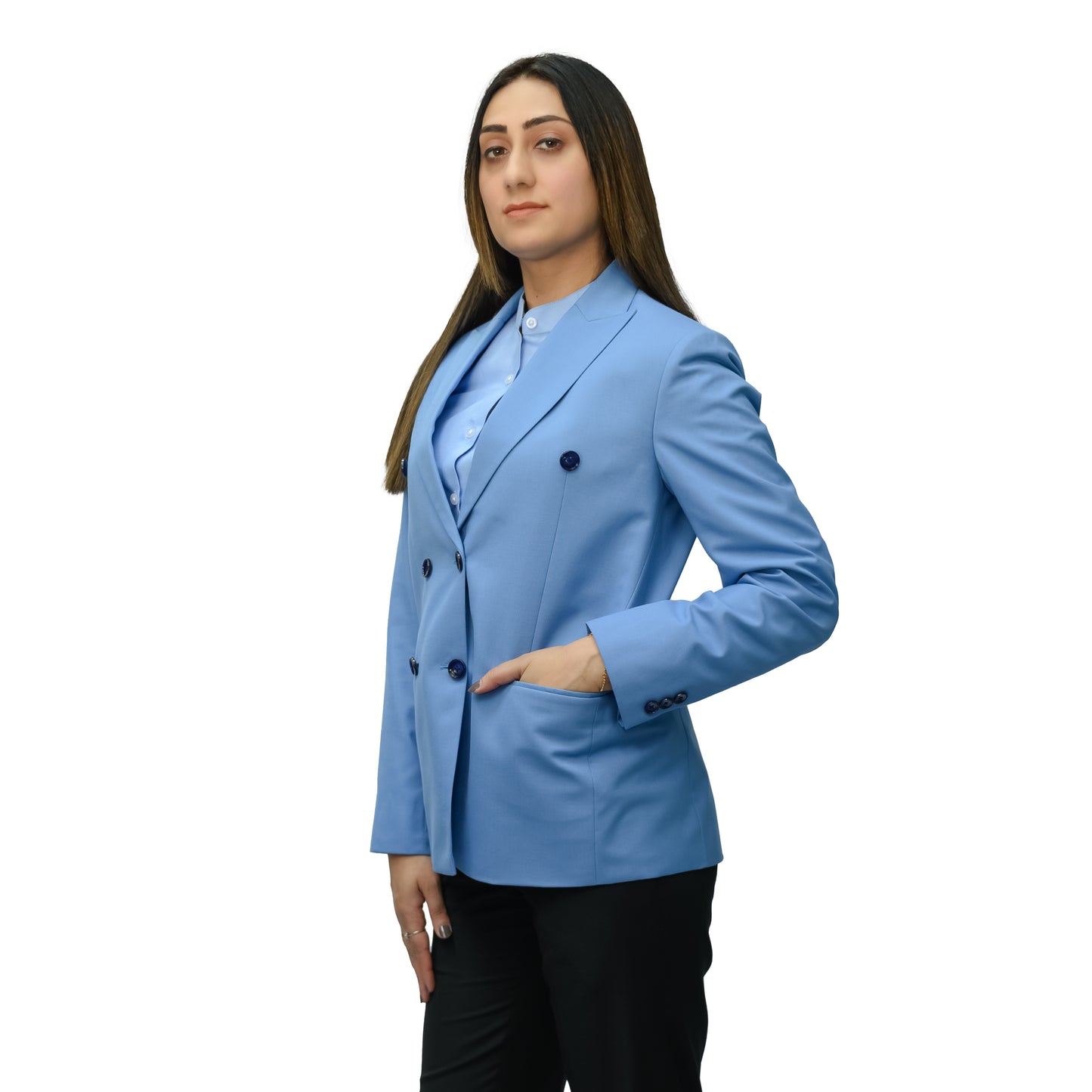 Women’s Double-Breasted Office Suit – (Gaberdine 180gsm)