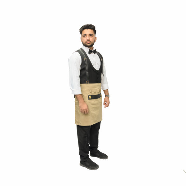 Unisex Waist Apron - High-Quality Twill Cotton with Leather Accents