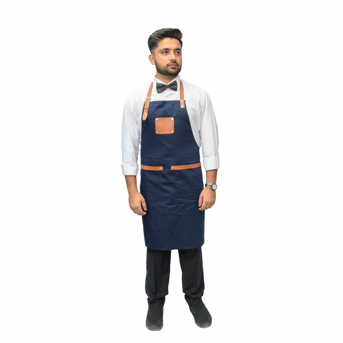 Unisex Long Apron - High-Quality Twill Cotton with Leather Accents