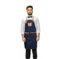 Unisex Long Apron - High-Quality Twill Cotton with Leather Accents