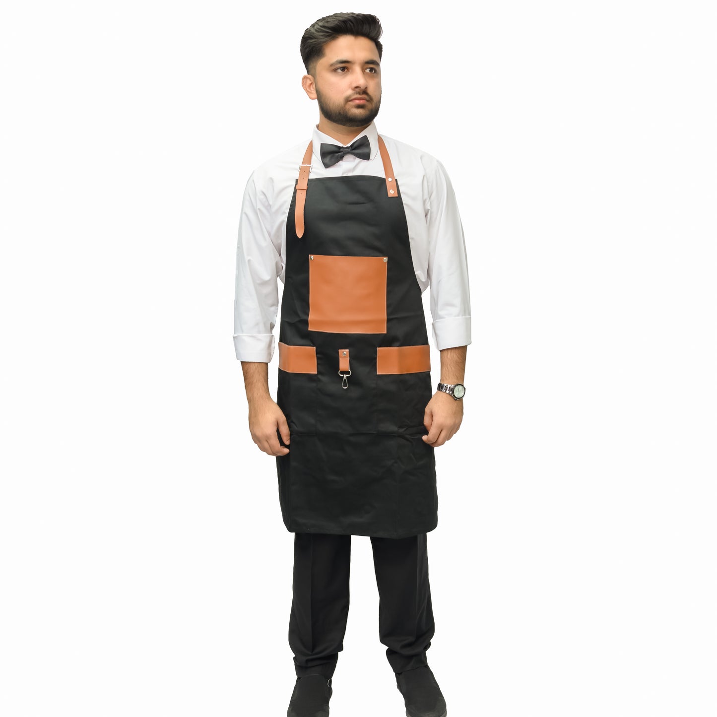 Unisex Long Apron - High-Quality Twill Cotton with Leather Accents