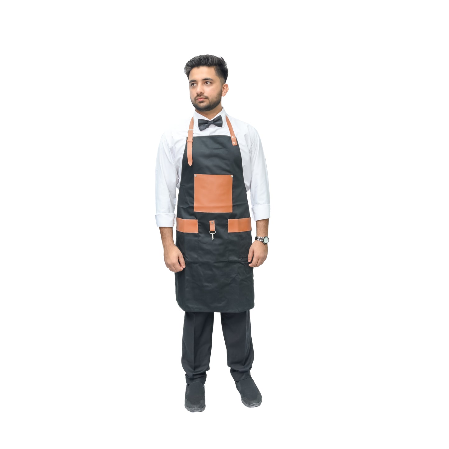 Unisex Long Apron - High-Quality Twill Cotton with Leather Accents