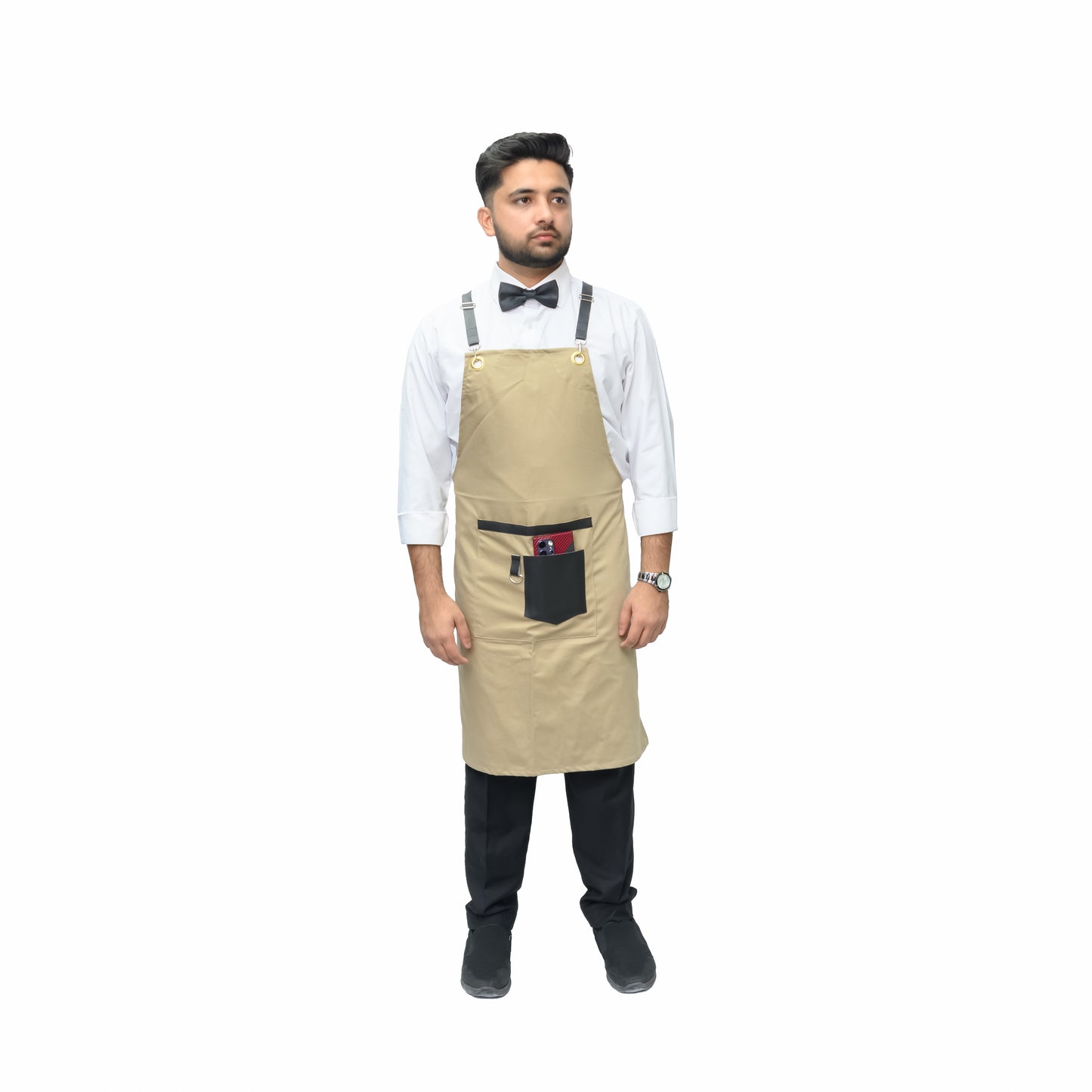 Unisex Long Apron - High-Quality Twill Cotton with Leather Accents