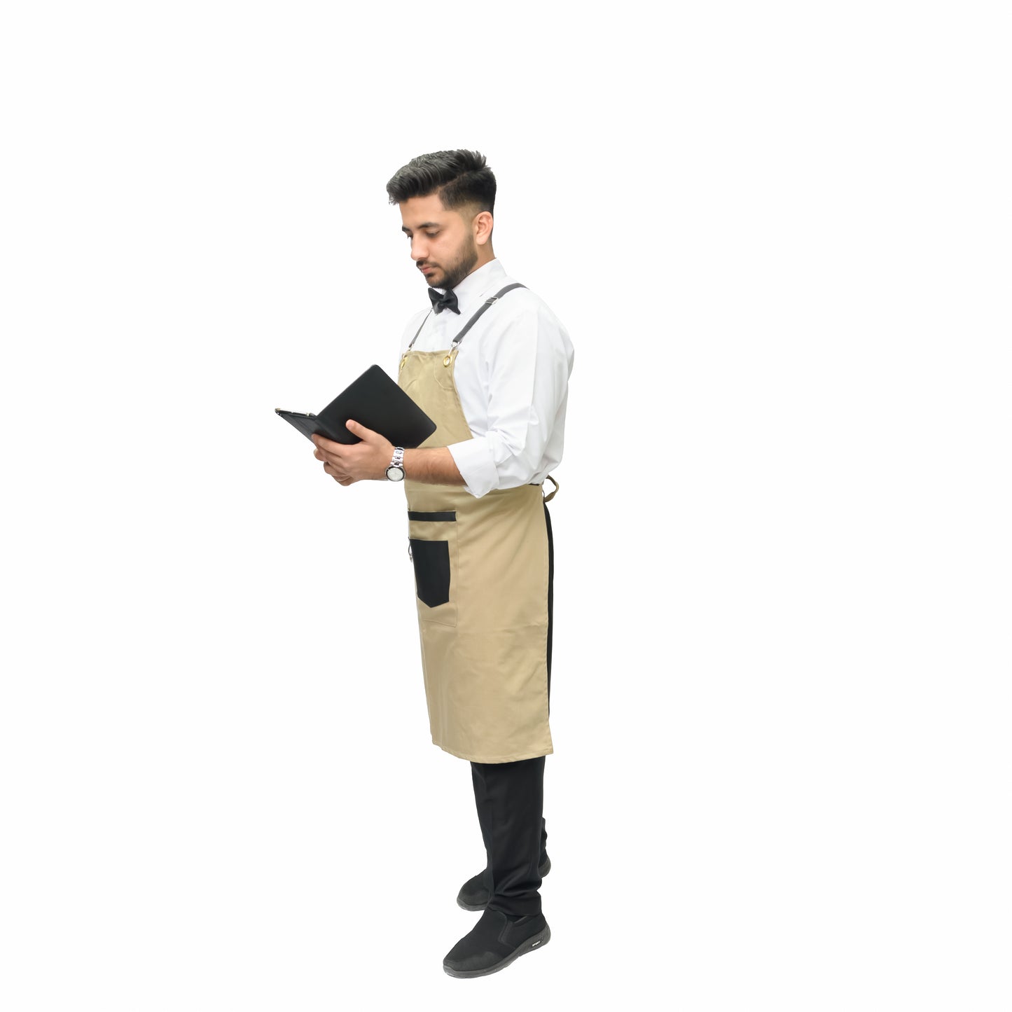 Unisex Long Apron - High-Quality Twill Cotton with Leather Accents