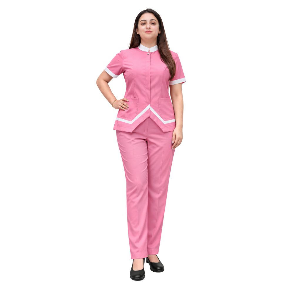 housekeeping dress pink Peach Womens Classic Maid Dress,Housekeeping Uniform,Medical Scrubs,Comfort Fit Nurse Dress (PINK, XL)- Trendyol