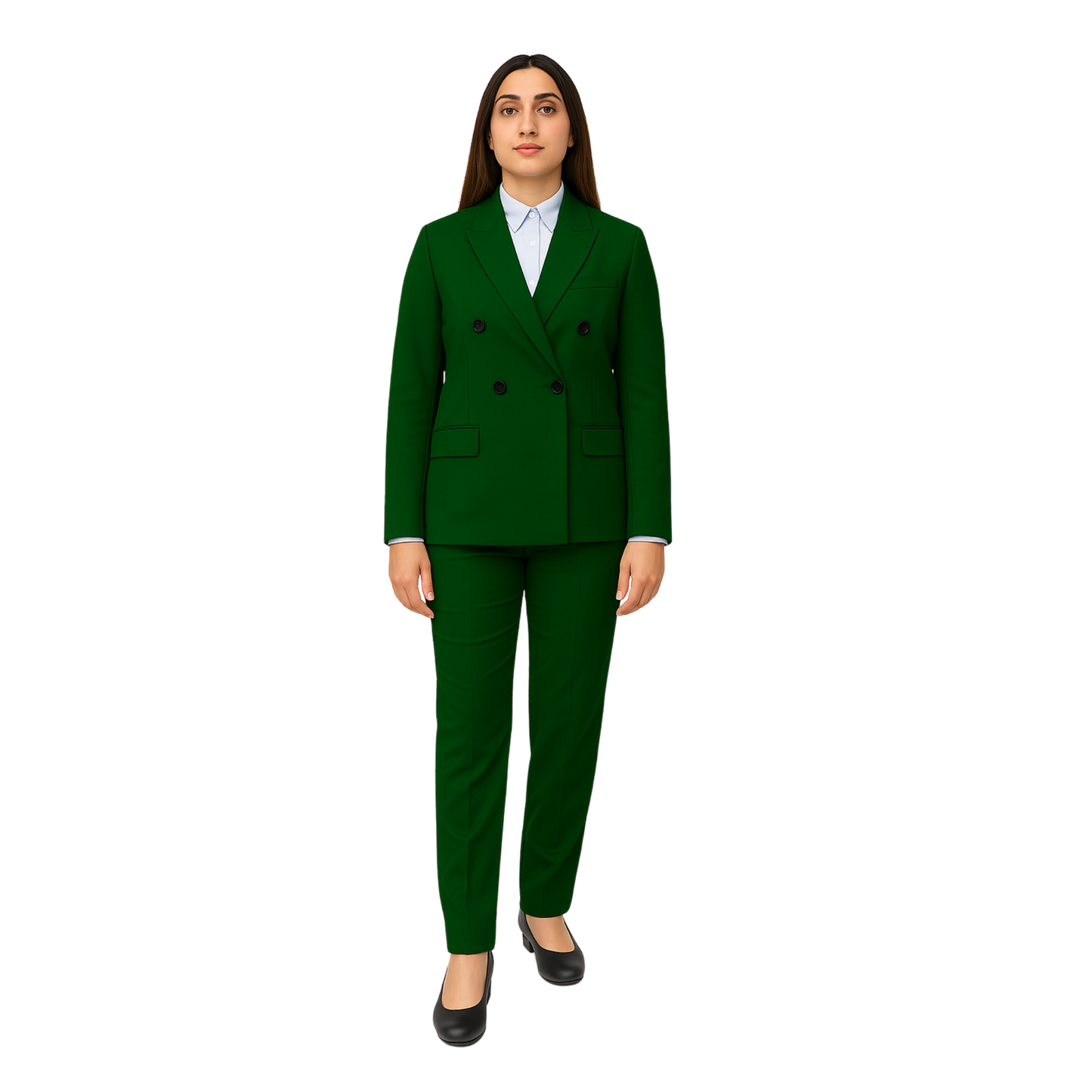 Women’s Double-Breasted Suit – Gaberdine Fabric | Tailored Fit by Just Needles (Made in UAE)