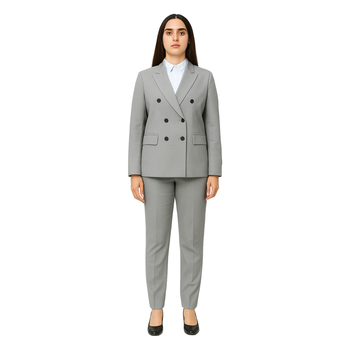 Women’s Double-Breasted Suit – Gaberdine Fabric | Tailored Fit by Just Needles (Made in UAE)