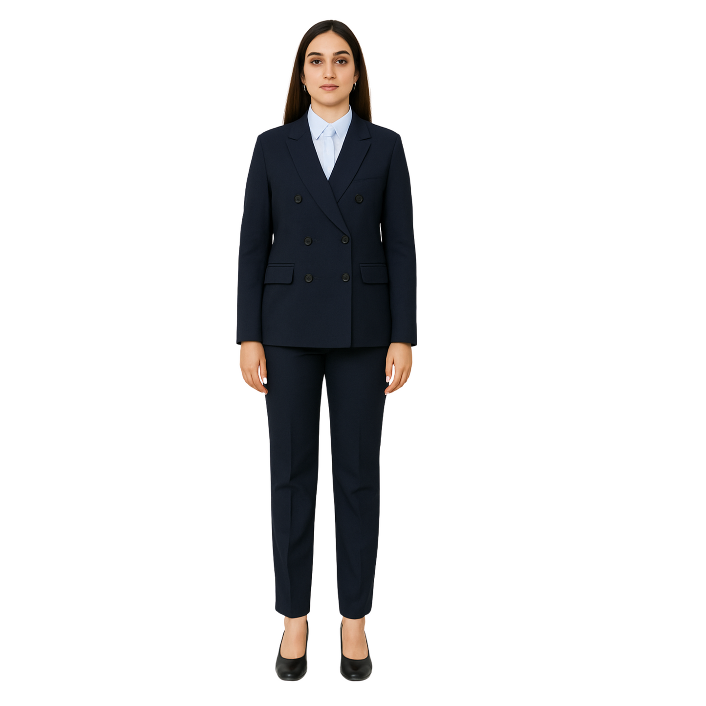 Women’s Double-Breasted Suit – Gaberdine Fabric | Tailored Fit by Just Needles (Made in UAE)