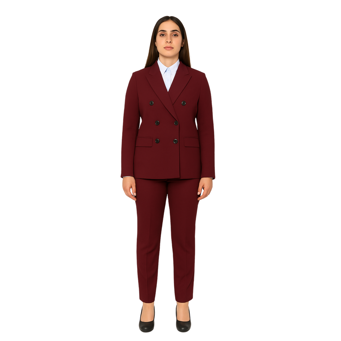 Women’s Double-Breasted Suit – Gaberdine Fabric | Tailored Fit by Just Needles (Made in UAE)