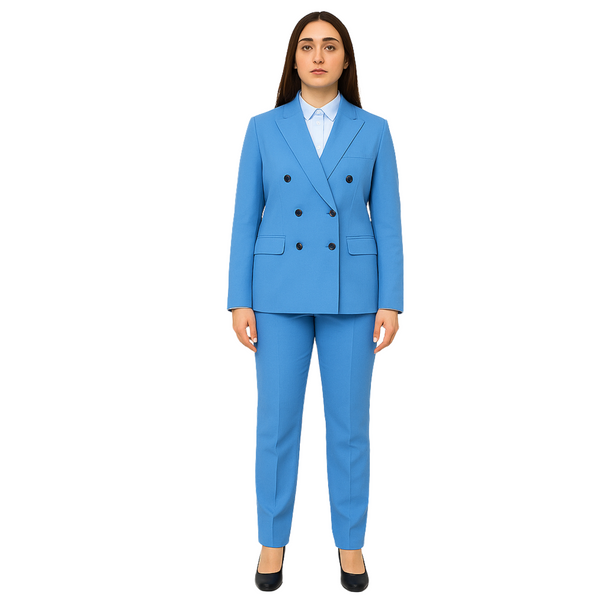 Women’s Double-Breasted Suit – Gaberdine Fabric | Tailored Fit by Just Needles (Made in UAE)