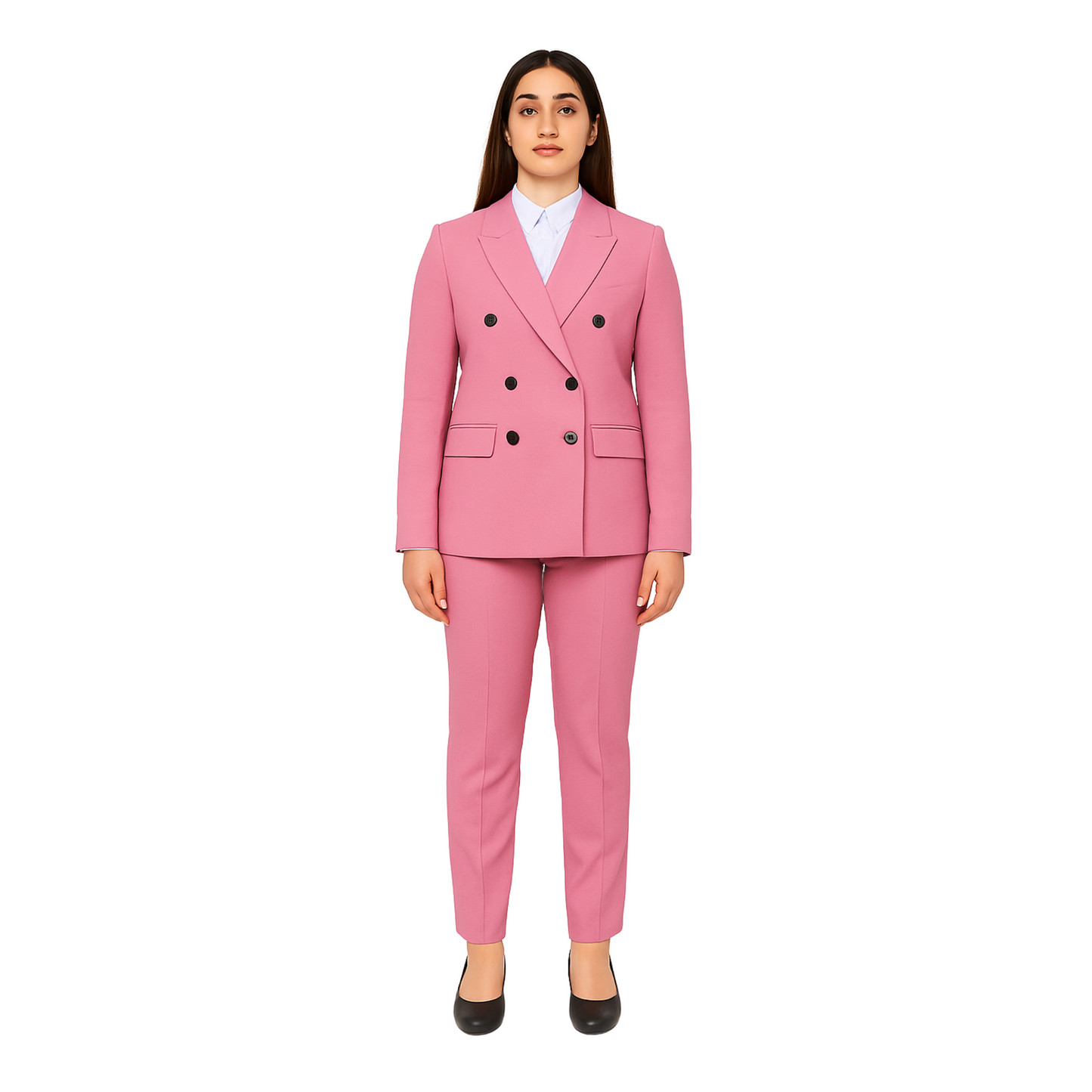 Women’s Double-Breasted Suit – Gaberdine Fabric | Tailored Fit by Just Needles (Made in UAE)