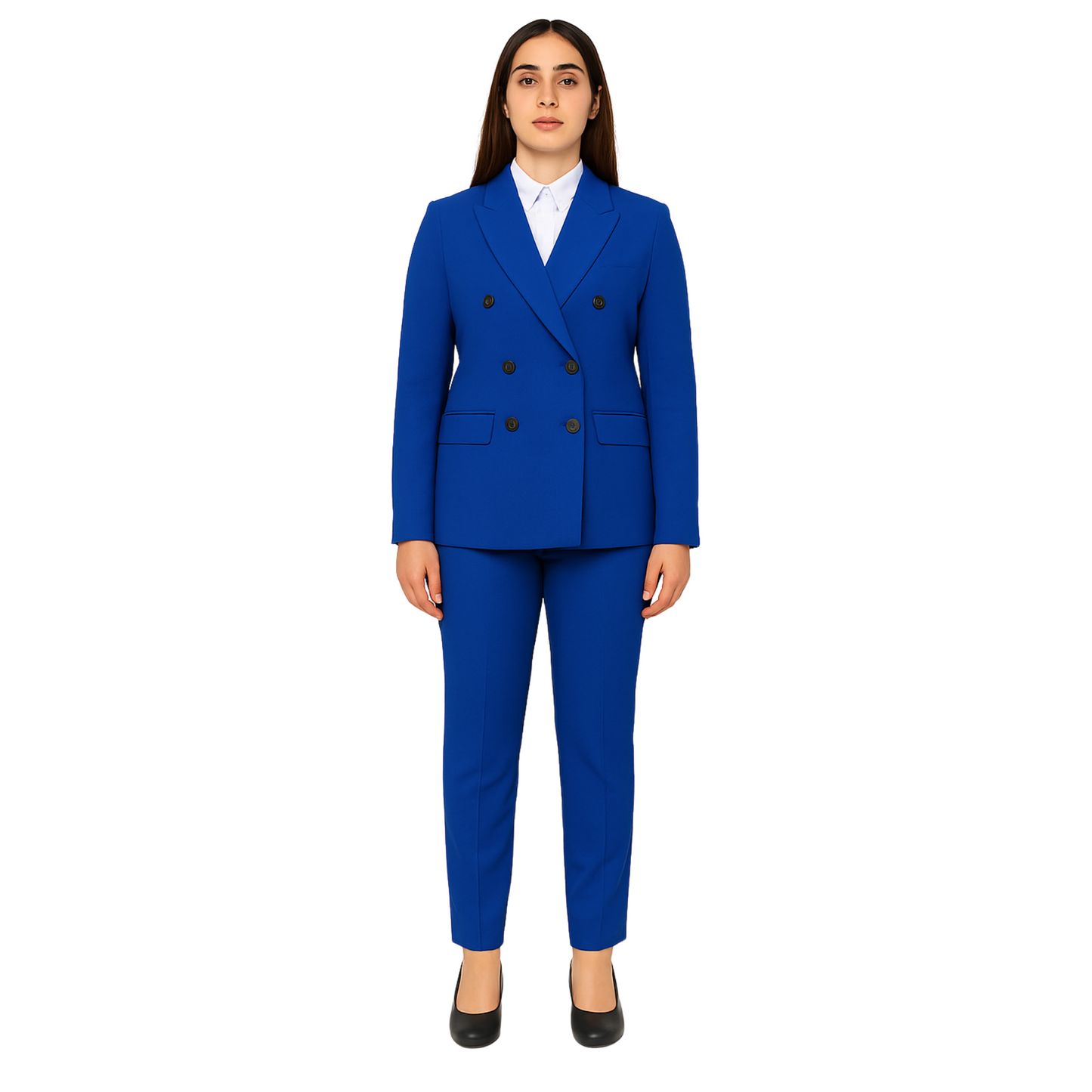 Women’s Double-Breasted Suit – Gaberdine Fabric | Tailored Fit by Just Needles (Made in UAE)