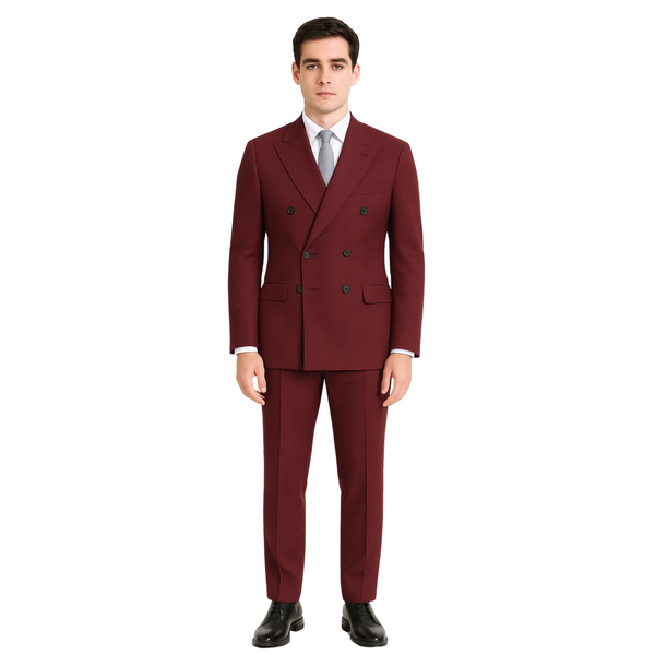 Men’s Double-Breasted Office Suit – Poly Viscose Blend | Regular Fit | Made in UAE