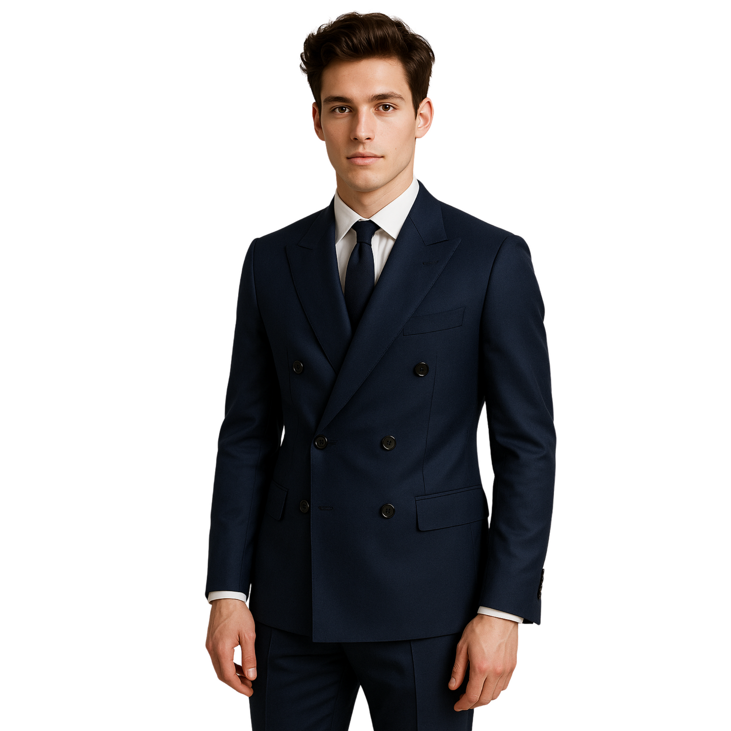 Men’s Double-Breasted Office Suit – Poly Viscose Blend | Regular Fit | Made in UAE