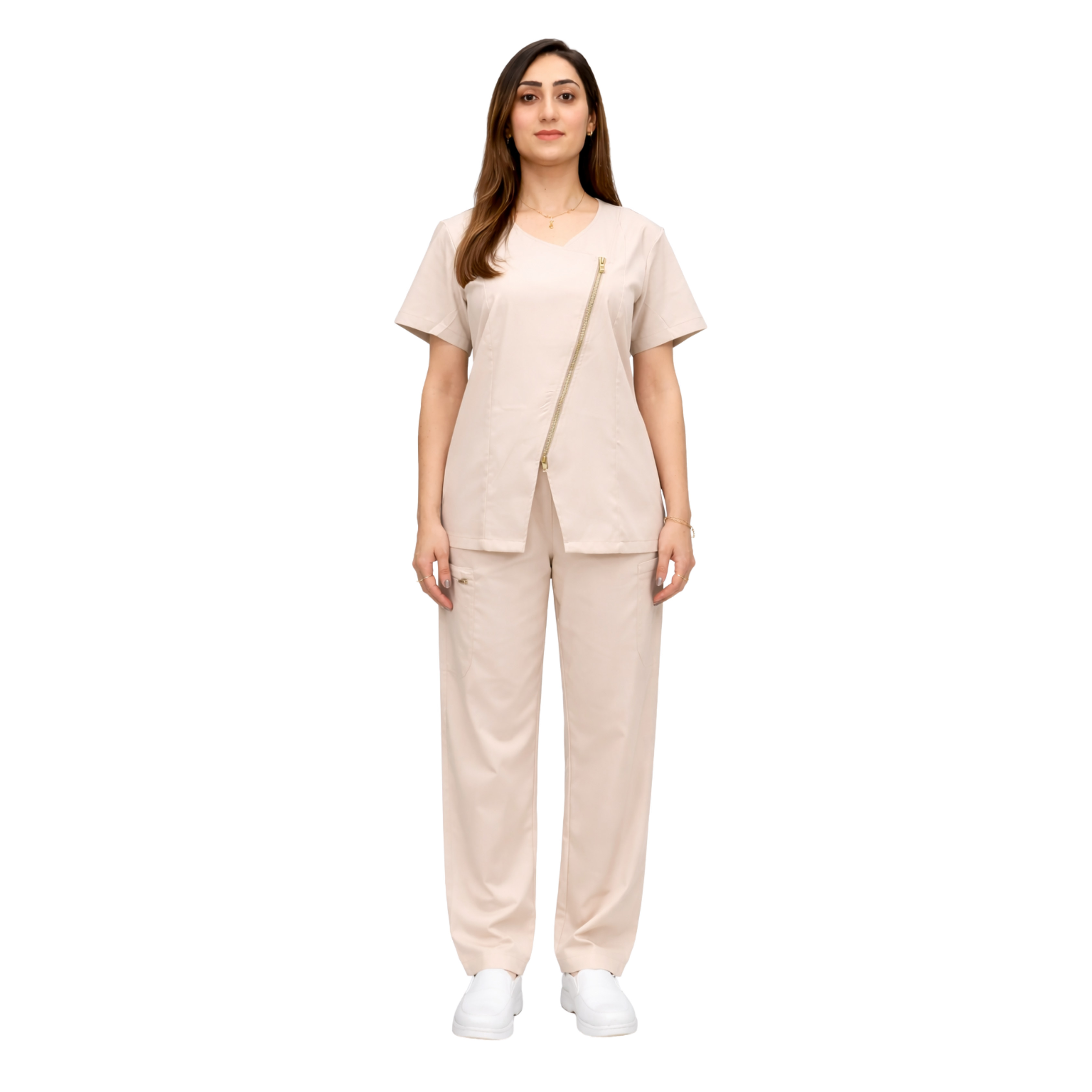 Women’s Premium Nano-Tech TR Scrub Set – Modern Zip Design – Just Needles