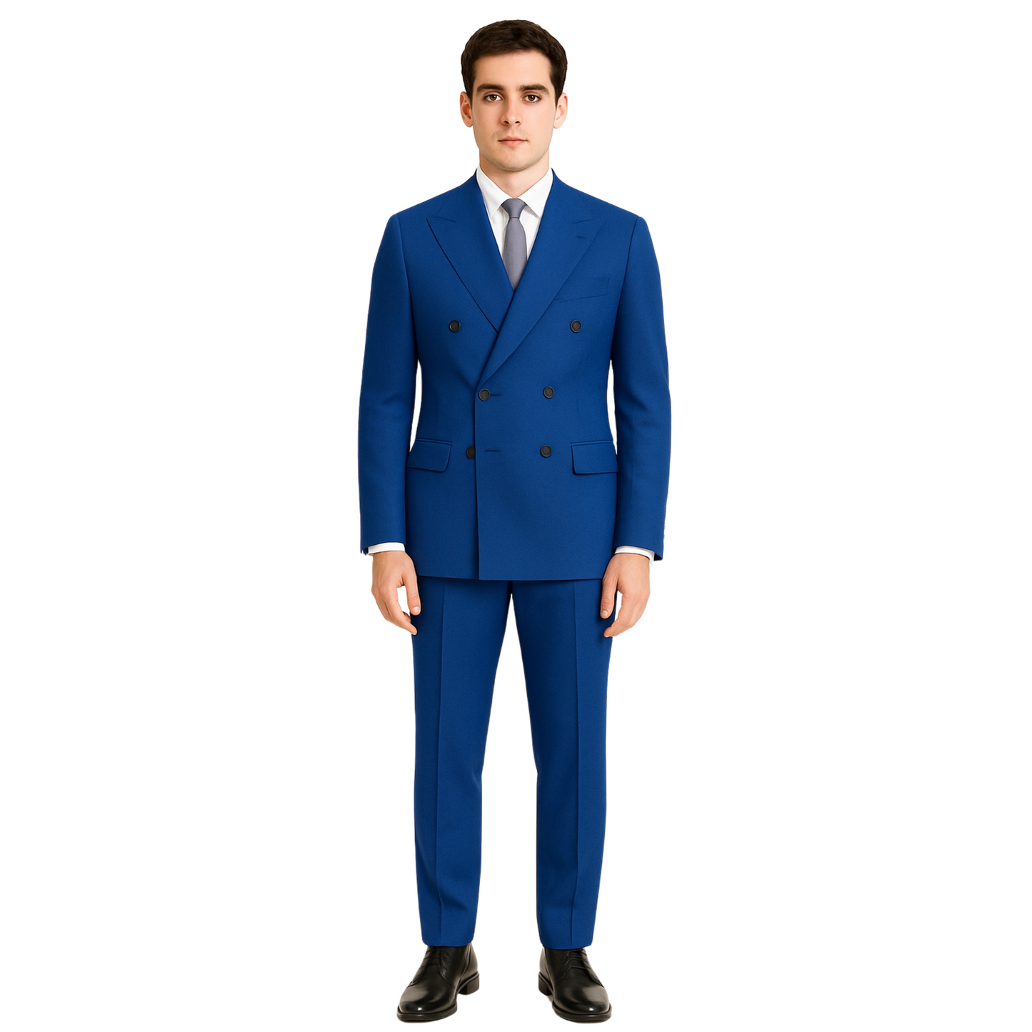 Men’s Double-Breasted Office Suit – Poly Viscose Blend | Regular Fit | Made in UAE