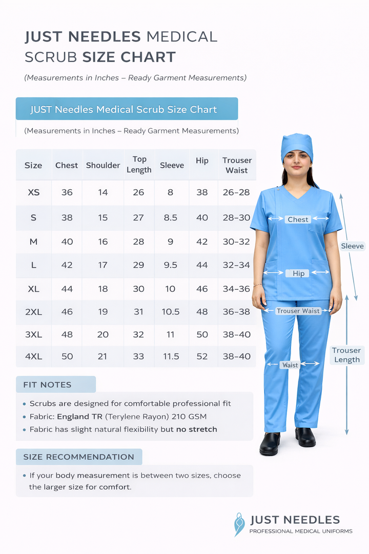 Women’s Premium Nano-Tech TR Scrub Set – Modern Zip Design – Just Needles