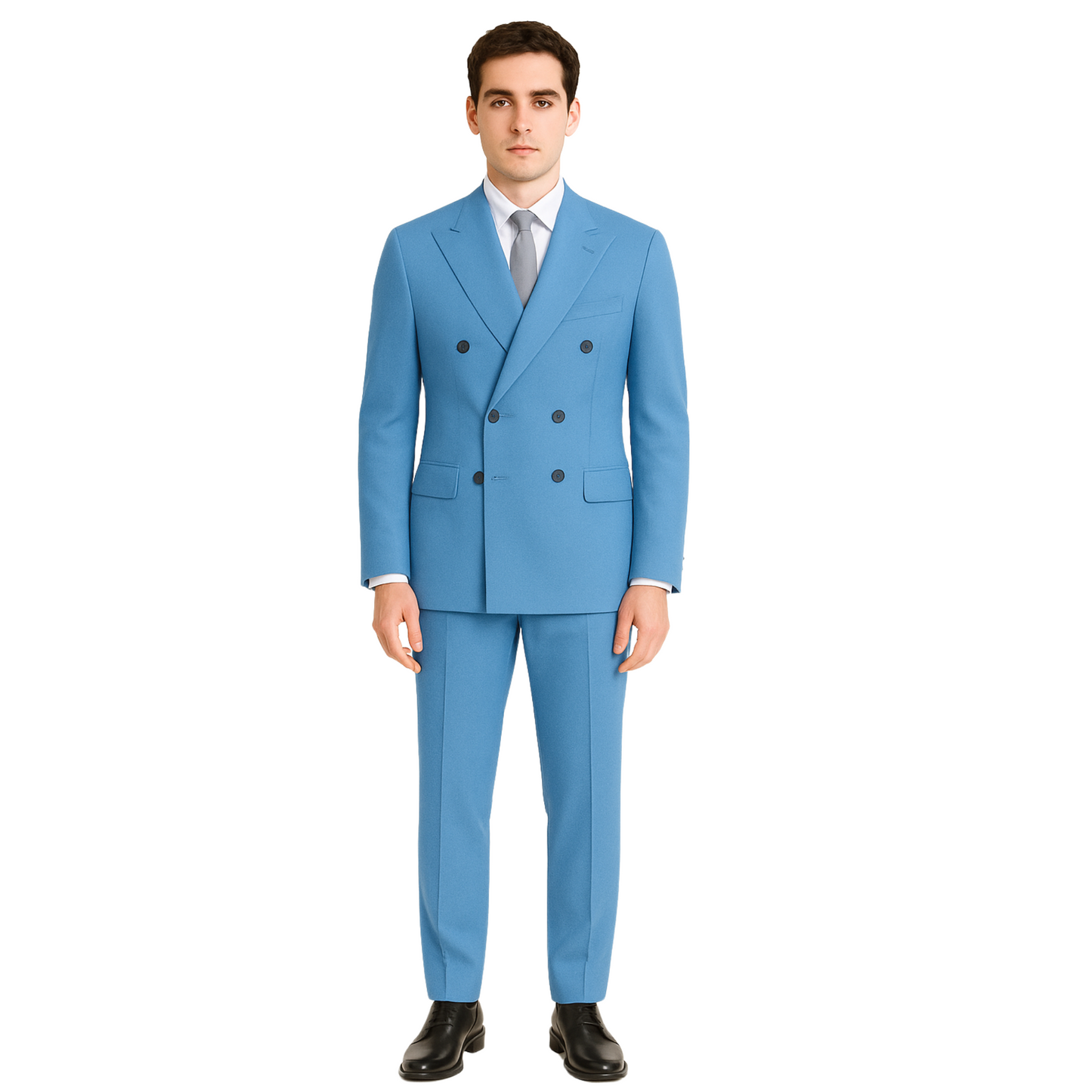 Men’s Double-Breasted Office Suit – Poly Viscose Blend | Regular Fit | Made in UAE