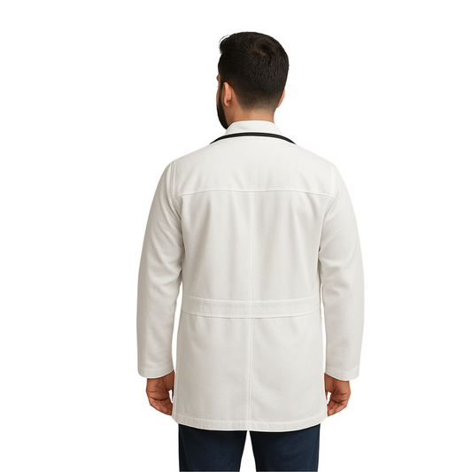 Men's White Cotton Lab Coat - Professional Doctor's Coat by Just Needles  (S-3XL) | Made in UAE