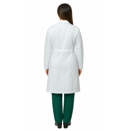 Women's Premium White Lab Coat - Wrinkle-Free Polyester Yarn | Just Needles UAE