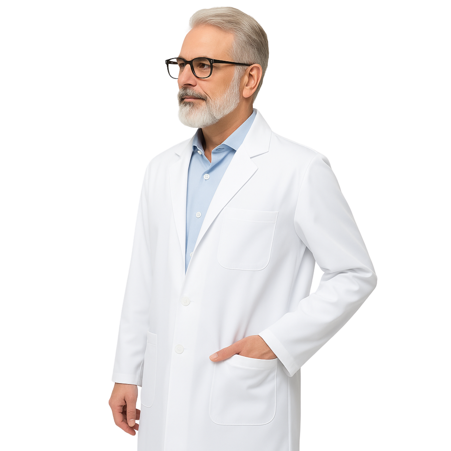 Unisex Premium White Lab Coat - 50% Cotton 50% Modal, 220 GSM | Elegant Modern Fit by Just Needles