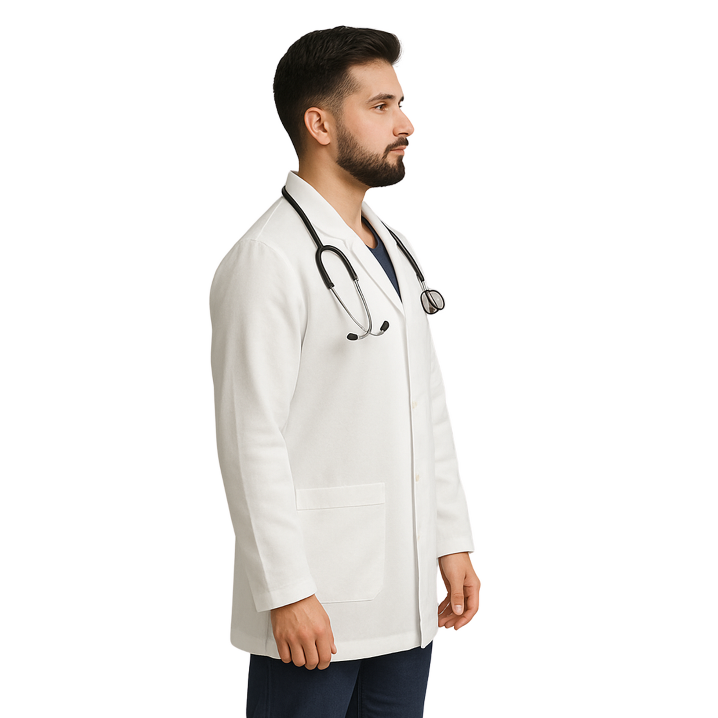 Men's White Cotton Lab Coat - Professional Doctor's Coat by Just Needles  (S-3XL) | Made in UAE
