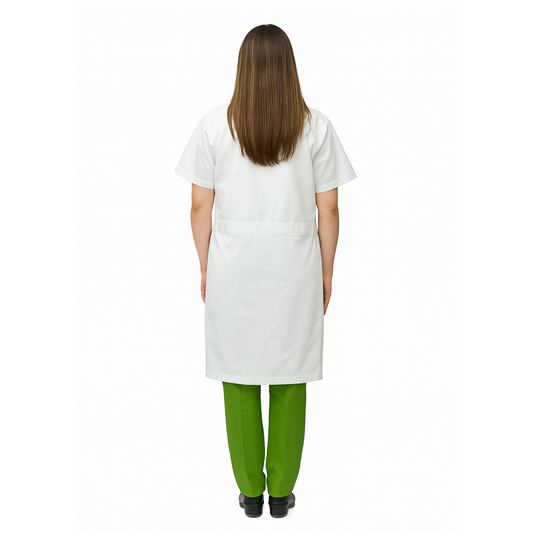 Unisex Half Sleeve White Lab Coat - 35% Cotton 65% Polyester | Just Needles UAE