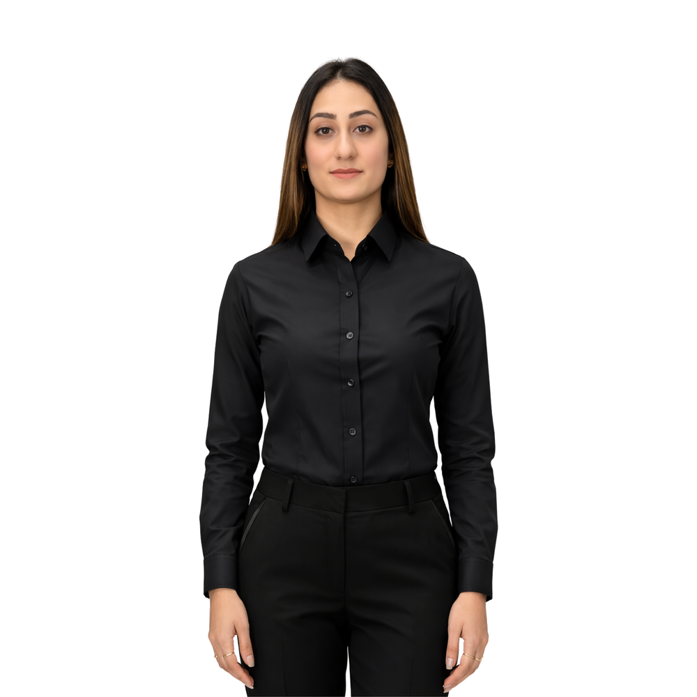 Just Needles Women’s Swiss 100% wrinkles Free Cotton Dress Shirt