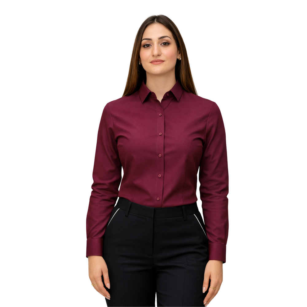 Just Needles Women’s Swiss 100% wrinkles Free Cotton Dress Shirt