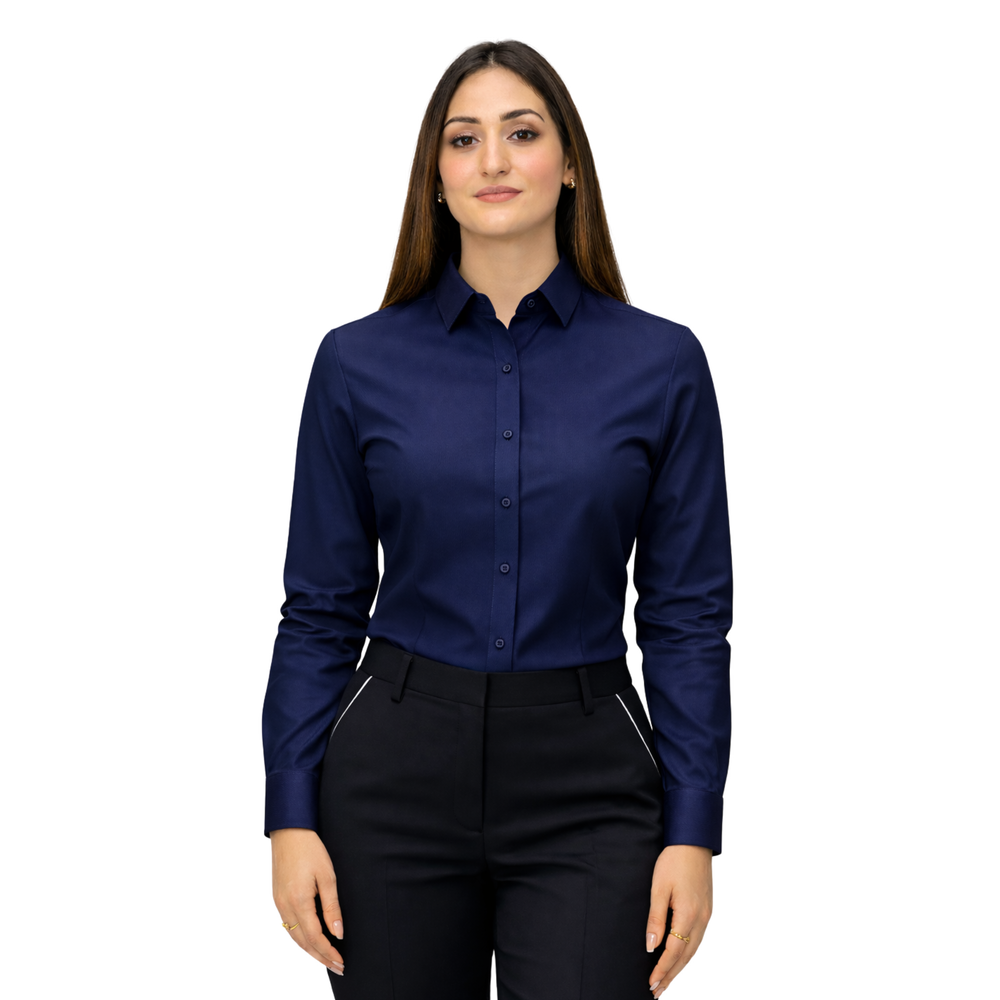 Just Needles Women’s Swiss 100% wrinkles Free Cotton Dress Shirt